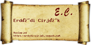 Erdődi Cirjék névjegykártya